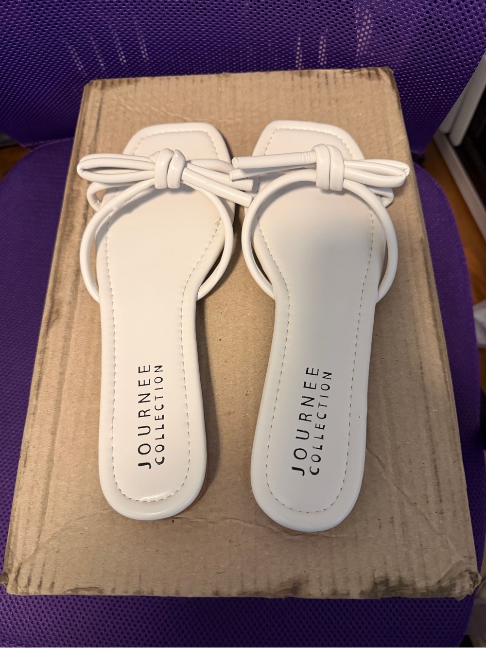Journee Collection White Knot Slide Sandals